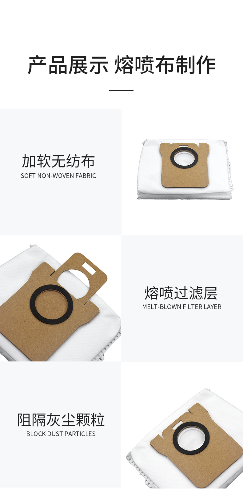 Chui Mi S10 sarf malzemeleri süpürme robotu aksesuarları için uygundur S20/Xiaomi X10 dokunmamış kumaş L10S/L20 toz torbası