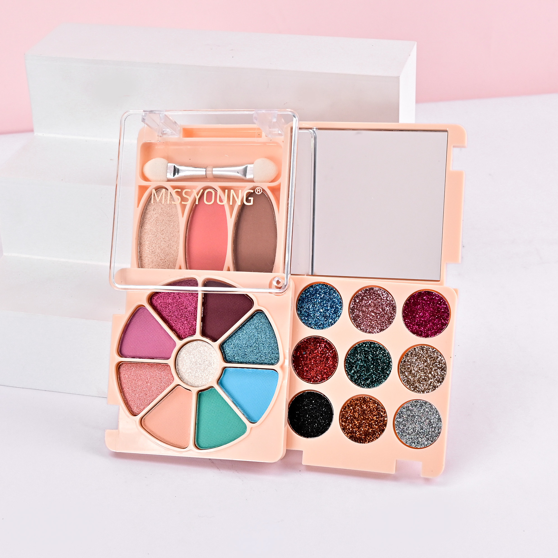MISS YOUNG's new 21-color eyeshadow palette set, cross-border makeup gift set of Eyeshadow, Blush and glitter details Picture