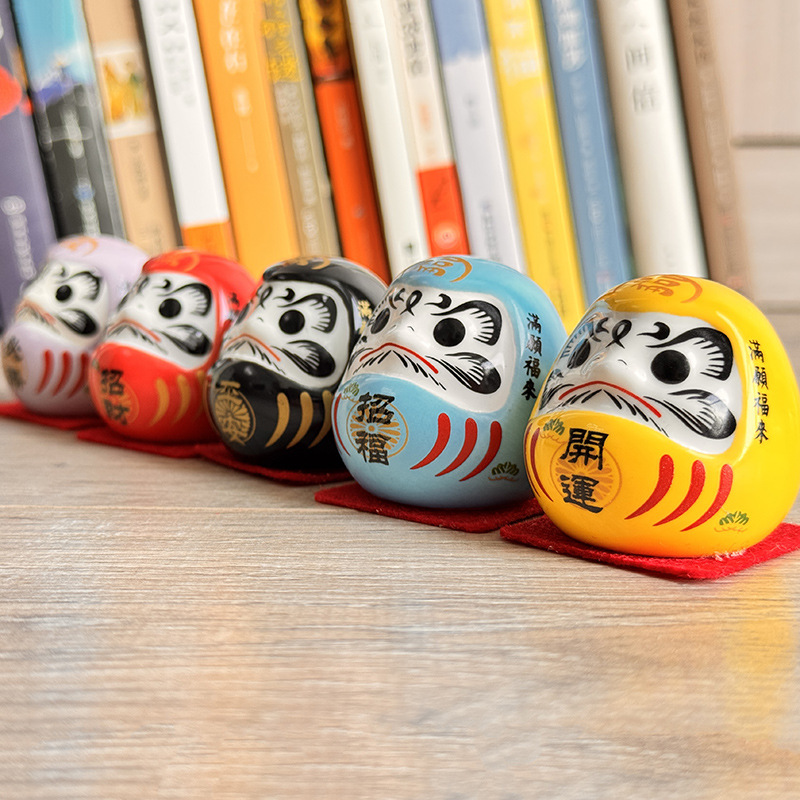 Estilo japonés Damo decoración de cerámica Japonesa Damo huevo suerte Damo pequeño tamaño mini gato afortunado decoración del coche