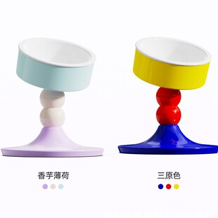 Amazon New Pet Products Neck Protection High Foot Cat Food Basin Anti-knock Adjustable Dog Drinker