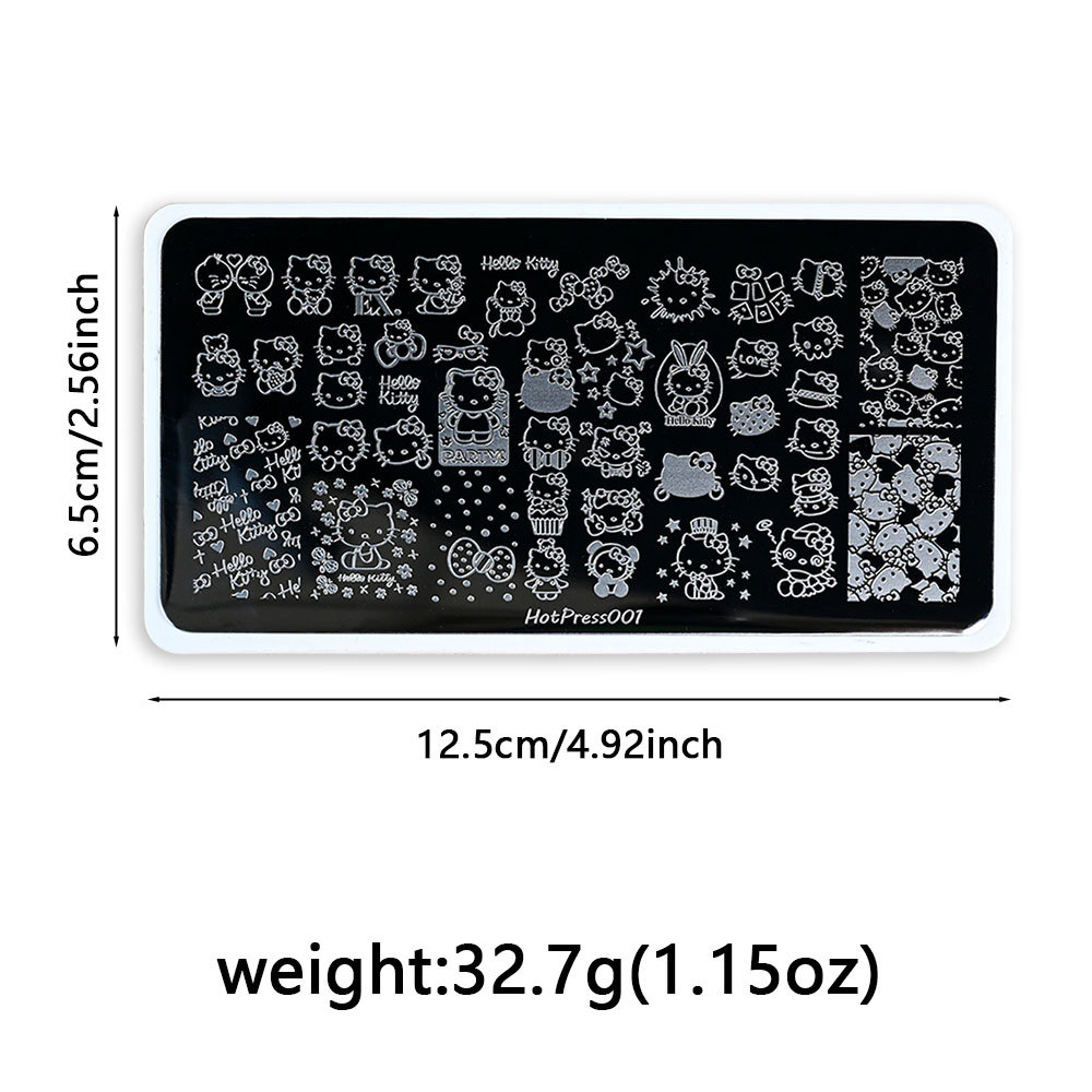 Cross-Border Big-Name Hello Kitty Pattern Nail Art Printing Steel Plate Stainless Steel Cartoon Cute Kt Cat Nail Art Transfer Steel Plate