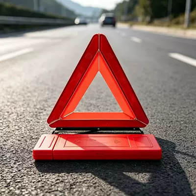 Warning sign annual vehicle inspection, prevents rear-end