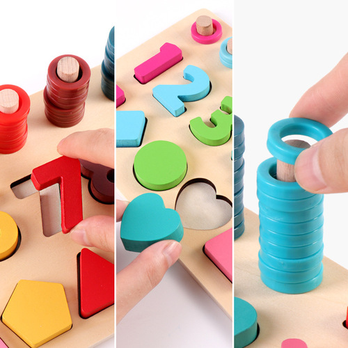 Wooden Five-Number Board for Children, Number Operation, Shape Matching, Magnetic Fishing Blocks, Preschool Educational Toys