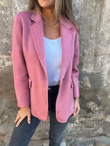 2026 New Arrival In Stock: European and American Cross-Border Women's Autumn/Winter Casual Woolen Lapel Pocket Suit Jacket for Women