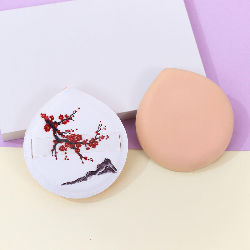 100 puntos de soplo de polvo de algodón de azúcar patrón de logotipo de impresión personalizado poliuretano maquillaje esponja cojín de aire bomba Q no come polvo