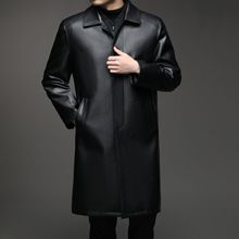 2025皮衣冬季长款过膝皮大衣男加厚脱卸内胆狐狸毛领皮外套风衣男