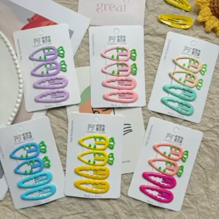 儿童甜美胡萝卜夹波浪BB夹韩版宝宝可爱发夹女童彩色边夹发饰批发