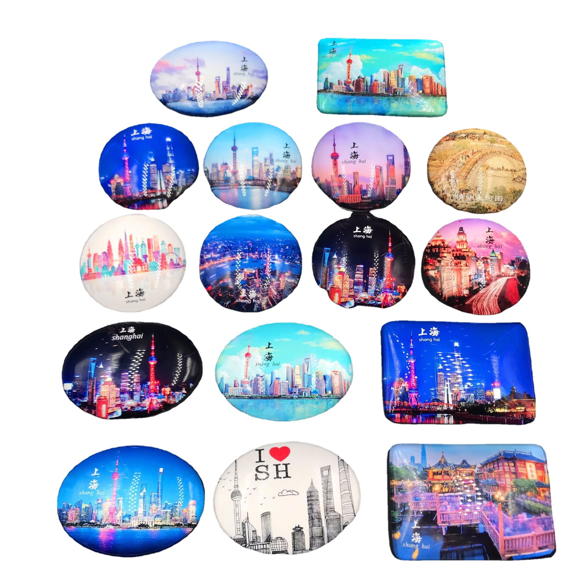 Shanghai cristal refrigerador pegatinas 3D oriental perla magnética Bund viaje artesanía conmemorativa río Qingming mapa