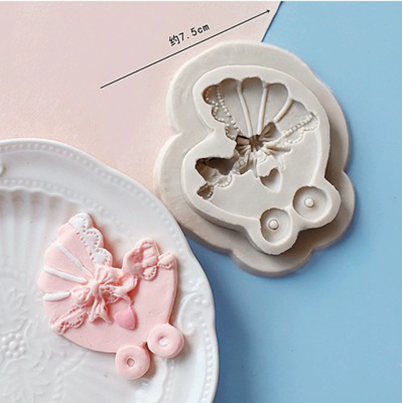 Fondant, children's silicone mold, small acrylic stroller