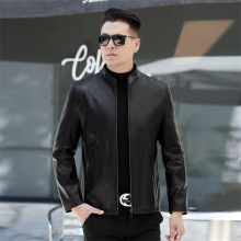 海宁皮衣工厂男真皮春秋季加绒款皮夹克中青年立领休闲皮外套上衣