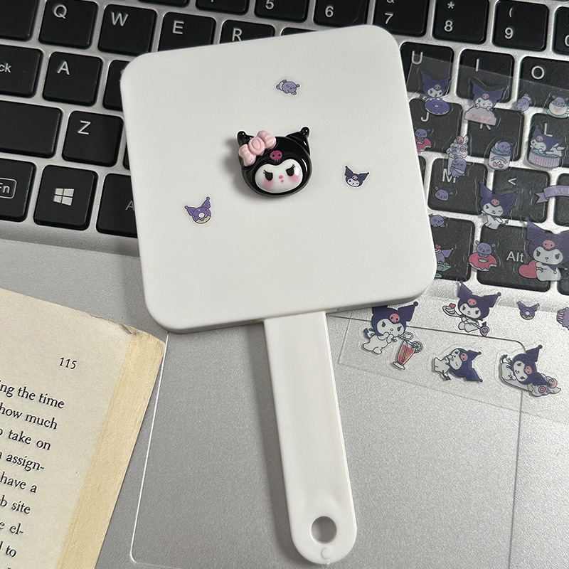 新しい種類のkitty猫のハンドルの鏡は櫛を持って携帯して化粧の鏡の少女の心の鏡の櫛の一体の小さい鏡を持ちます。|undefined