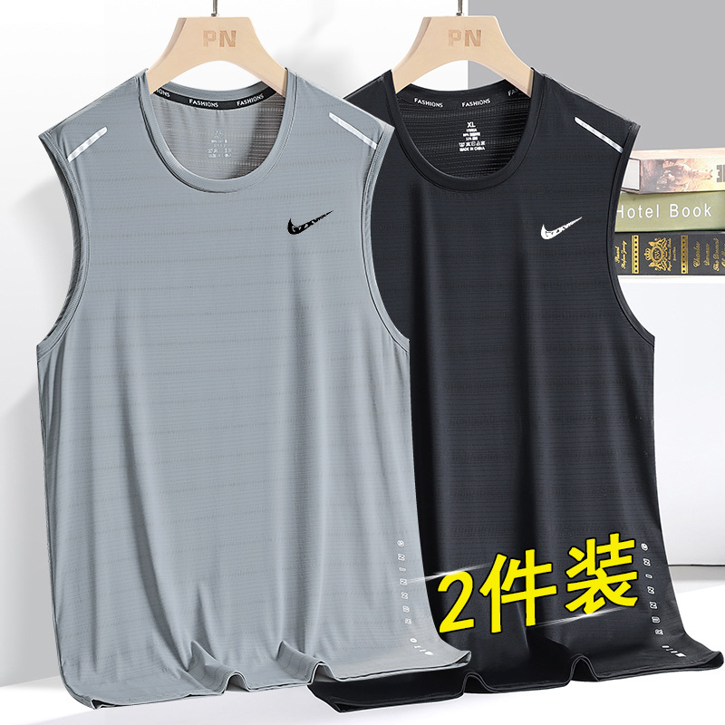 Men's fashionable silk thin sports vest sleevless for gym