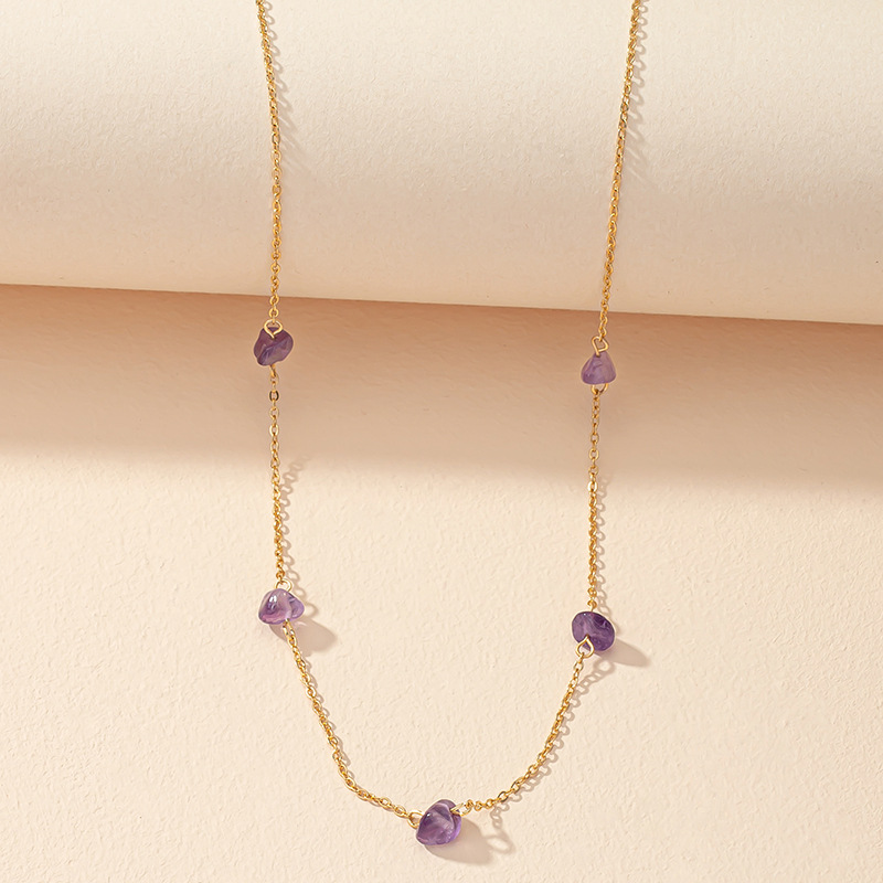 Ethnic style retro stone necklace hip-hop clavicle chain female wholesale