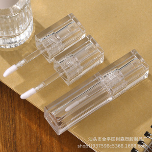 in stock Square Transparent Lip Glaze Empty Tube Lip Glaze Tube Transparent Brush Bar Lip Honey Bottled Cosmetic Package 3ml
