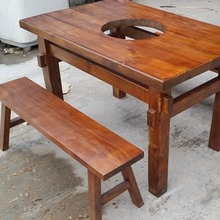榆木餐桌椅 重庆小板凳 柔式火锅桌椅 火锅实木餐桌椅连锁店家具