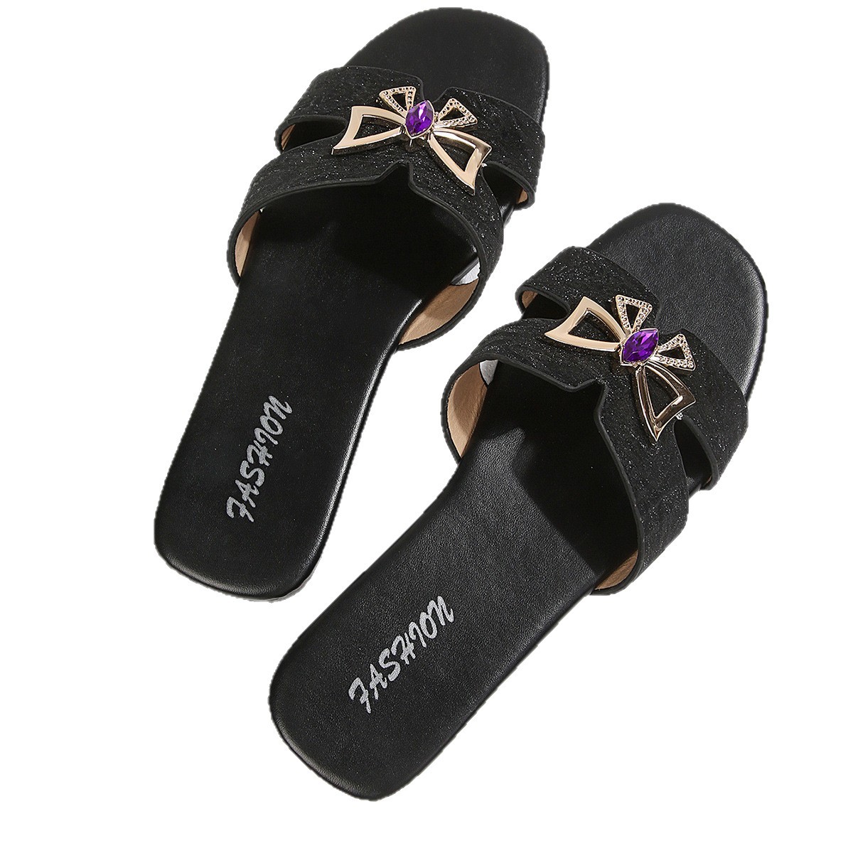 Sandalias Planas con Adorno Metálico de Cuero Sintético, Suela Plana, para Uso Casual image 5