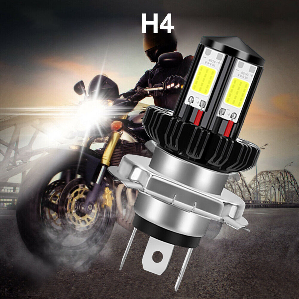 Bombilla de motocicleta de doble garra BA20D faro alto y bajo H4 vehículo eléctrico incorporado superbrillo LED foco luz blanca