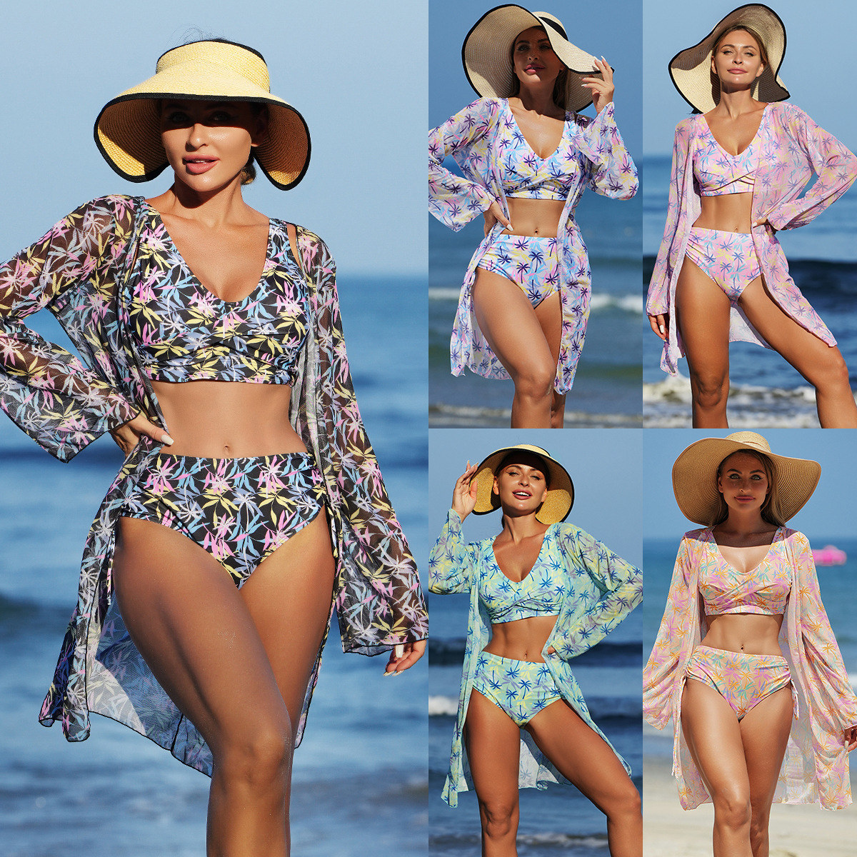 Ming Yi nueva moda sexy traje de baño de mujer estampado multicolor europeo y americano bikini traje de baño de mujer de tres piezas BIKINI