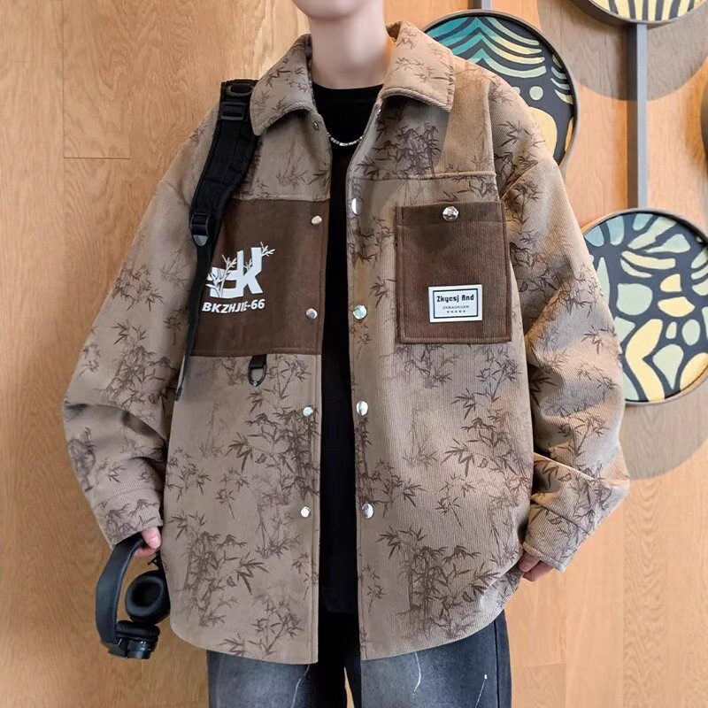 American-Style Denim Jacket for Men, Spring and Autumn Season, Washed Tie-Dye Denim Clothing, High-Street Design, Heavy-Duty Oversized Jacket