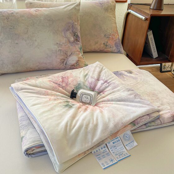 Tencel Summer Quilt Double Knitted Cool Silk Summer Quilt Ice Silk Air-conditioning Quilt Machine Washable Thin Summer Quilt