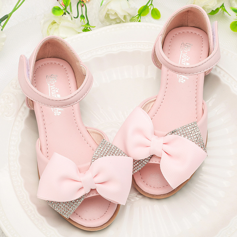 兒童涼鞋夏季新品小女孩公主鞋防滑軟底寶寶皮鞋閃鑽超纖女童涼鞋