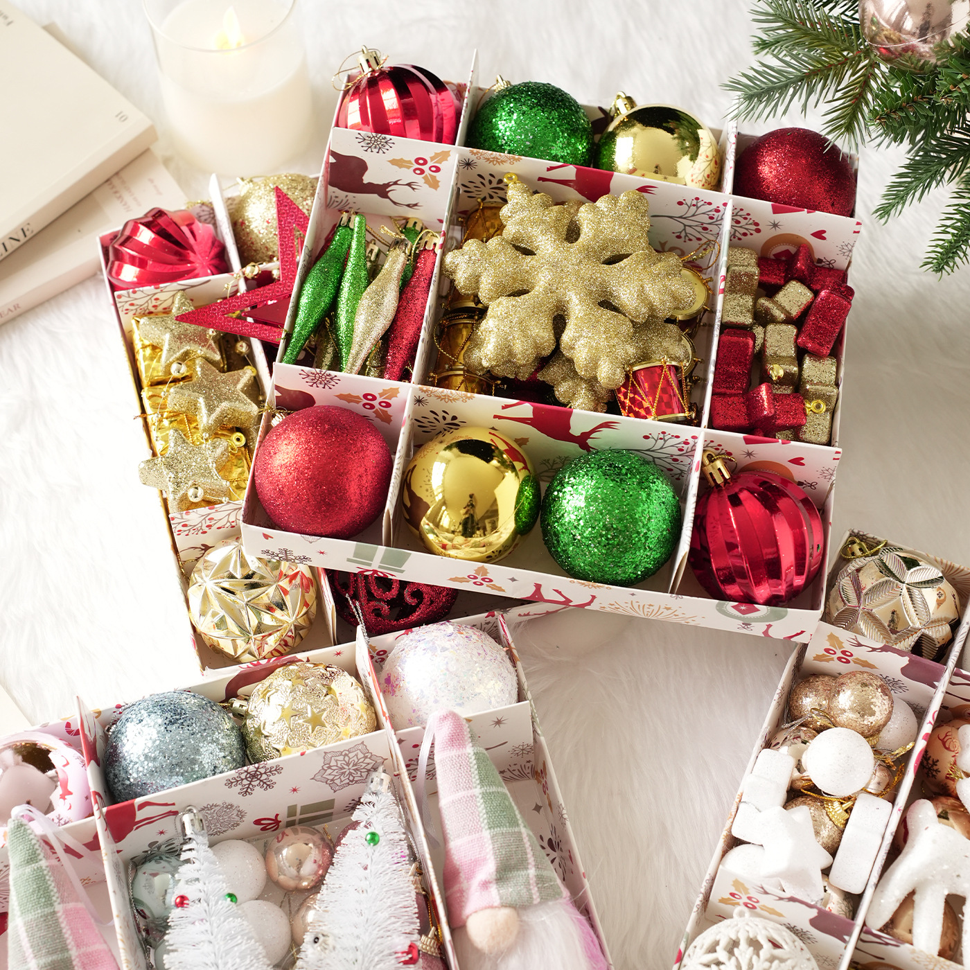 Nuevos productos transfronterizos paquetes de colgantes de bolas de Navidad en caja decoración de árboles de Navidad decoración de atmósfera de vacaciones decoración de colgantes en stock image 4