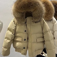 大毛领工装羽绒服女加厚短款2025冬季新款东大门宽松小个子外套潮