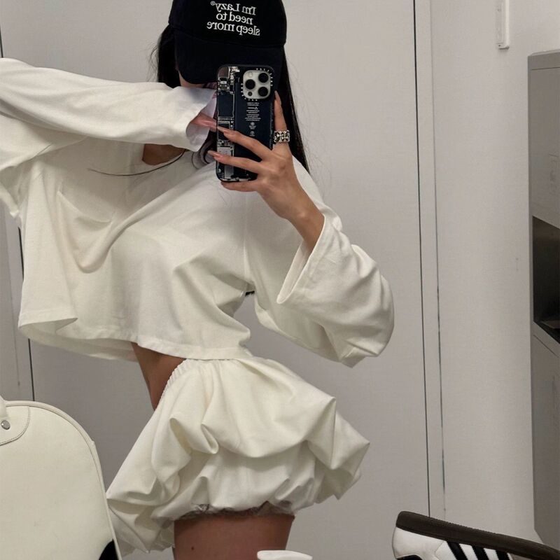 White Culottes for Women, Spring Bud Pants, American Sexy White Short Low-Waisted A-Line Skirt, Lace Large Skirt