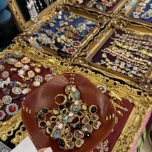 中古风花朵镶钻爱心项链手链耳钉套装复古宫廷风锁骨链小众饰女