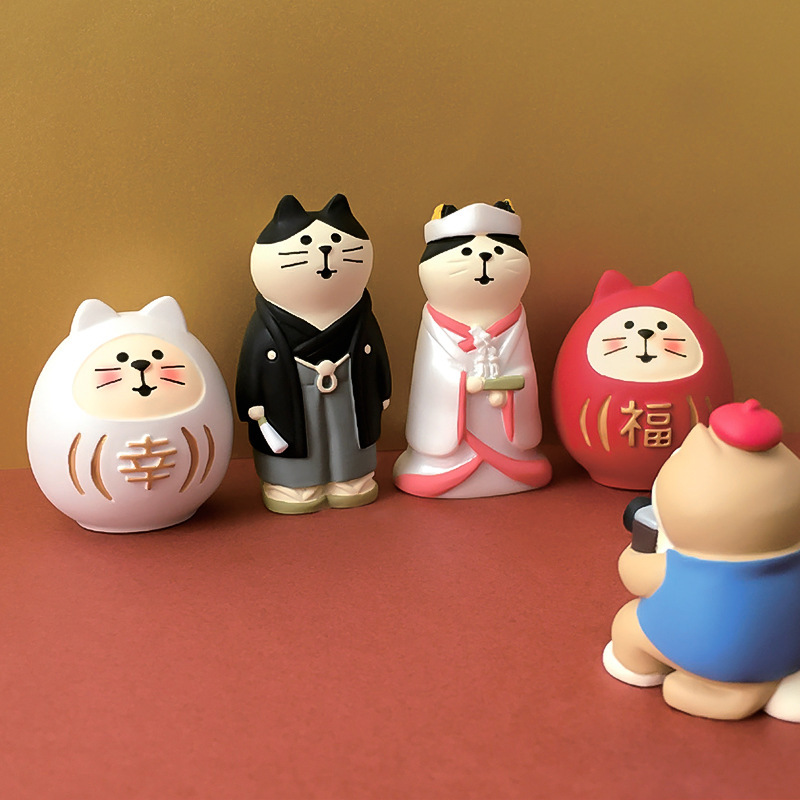 日本式猫ゼカ幸福バレンタインデー結婚プレゼントバラ猫ケーキ装飾樹脂工芸品小物|undefined