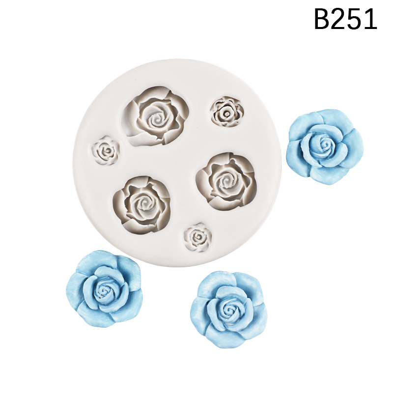 Fondant DIY Rosa molde con hojas flor resina mousse pastel mousse de chocolate decorativo aromaterapia molde