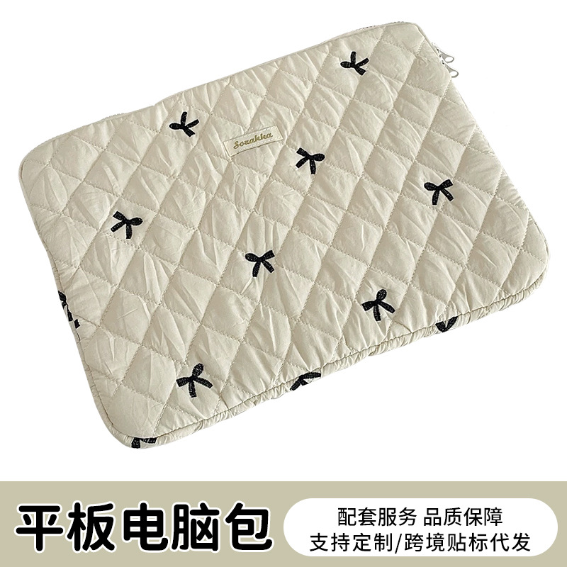 Korean Ins Tablet Computer Storage Bag with Cute Diamond Embroidery Bow 11/13/ 15inch Notebook Storage Bag