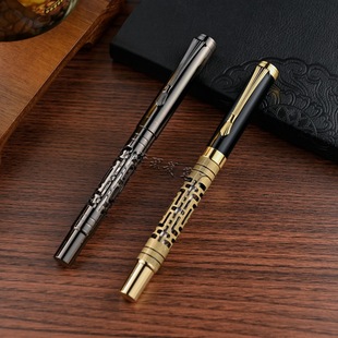 Cross-border Retro Hollow Carved Jewelry Pen Electroplating Gun Grey Metal Pen Bronze Business Gift Signature Pen Gel Pen