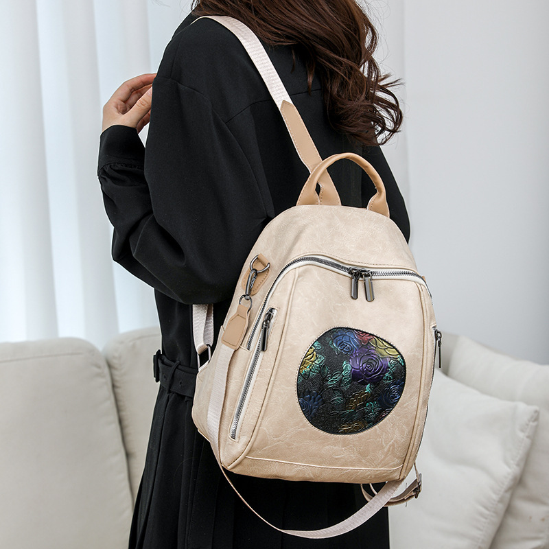 Mochila para mujer 2025 nuevo estilo coreano de cuero suave para mujer mochila de gran capacidad moda versátil bolsa de viaje de tres fines mochila escolar