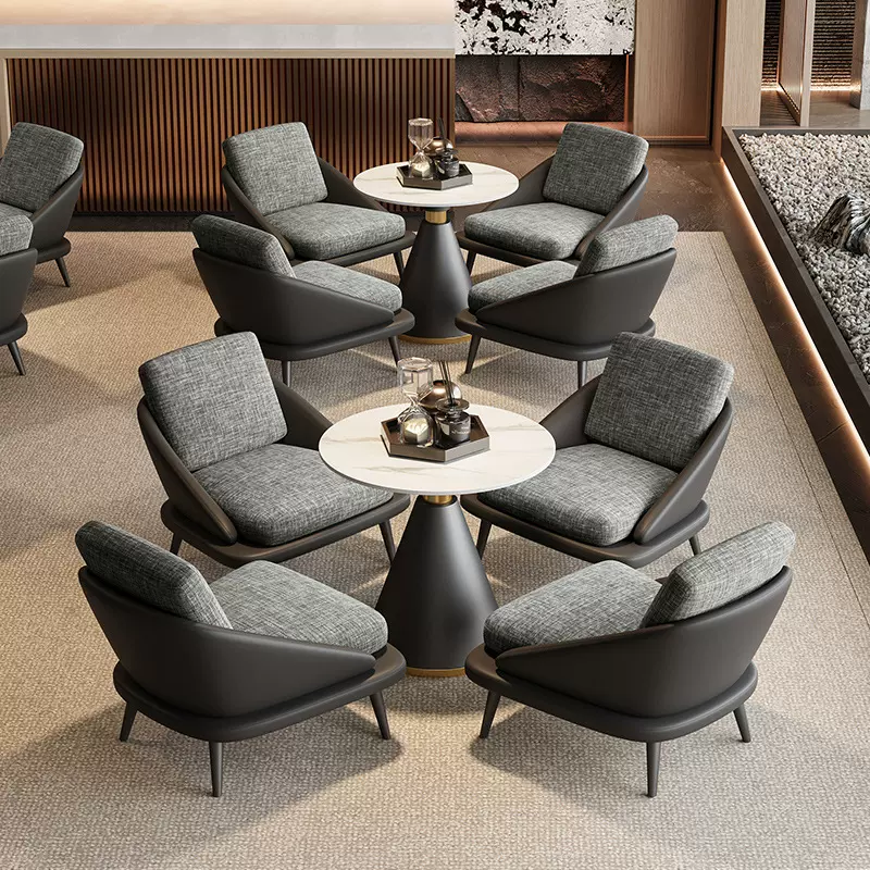 酒店大堂轻奢洽谈沙发展厅会客接待沙发一桌四椅北欧风办公沙发