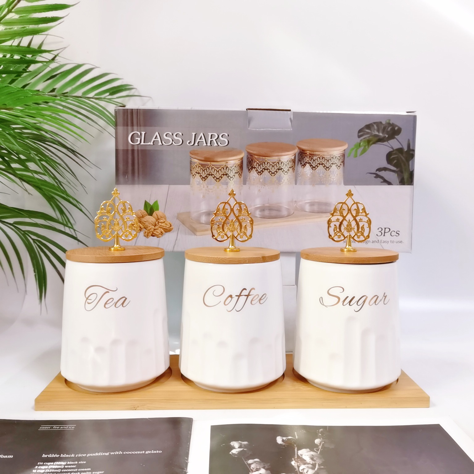 Exportación transfronteriza cerámica sellado tarro traje cocina condimento tarro multi-grano almacenamiento tarro café tarro de té tarro de azúcar