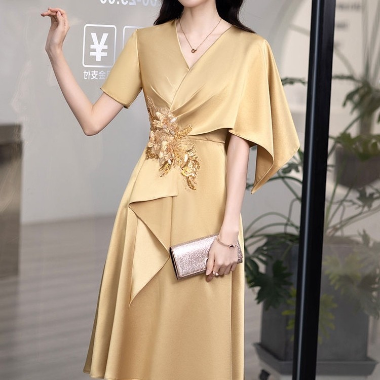 晚礼服女25年新款气质时尚夏季喜婆婆妈妈晚装婚礼婚宴中长连衣裙