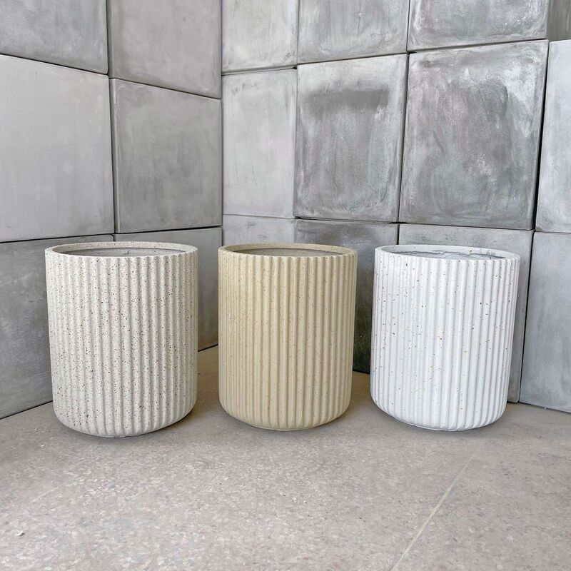 Nordic Simple Multilateral Deep Groove Cement Flower Pot European Style Planting Floor-Standing Large Flower Pot