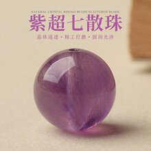 天然紫超七散珠圆珠紫发晶隔珠diy手链项链单珠配饰国风原创饰品
