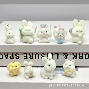 Flocked Doll Pendant Cute Little Rabbit Series DIY Handmade Keychain Bag Pendant Jewelry Wholesale