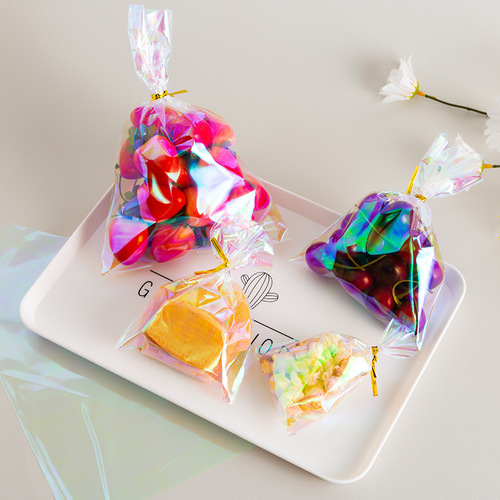 Cross-border new colorful baking packaging bags, colorful flat pockets, candy and biscuit food packaging bags, 100 pieces/piece
