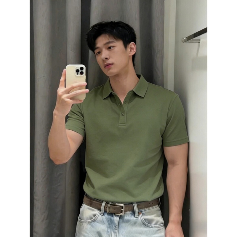 Trendy and Stylish Polo Shirt with a High-End Feel, Short-Sleeved Top for Men, Super Stylish Summer Wear, Ice Silk Seamless Turn-Down Collar T-Shirt, Versatile Trendy and Stylish Polo Shirt with a High-End Feel, Short-Sleeved Top for Men, Super Stylish Summer Wear, Ice Silk Seamless Turn-Down Collar T-Shirt, Versatile