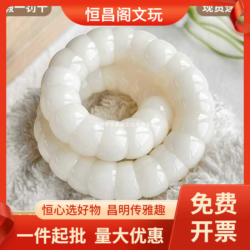 Free Shipping from the Manufacturer: Pig Intestine Bodhi Root White Jade Bodhi Seed Gradient Finger-Wrapped Soft Student Bracelet Hand-Held Buddhist Beads
