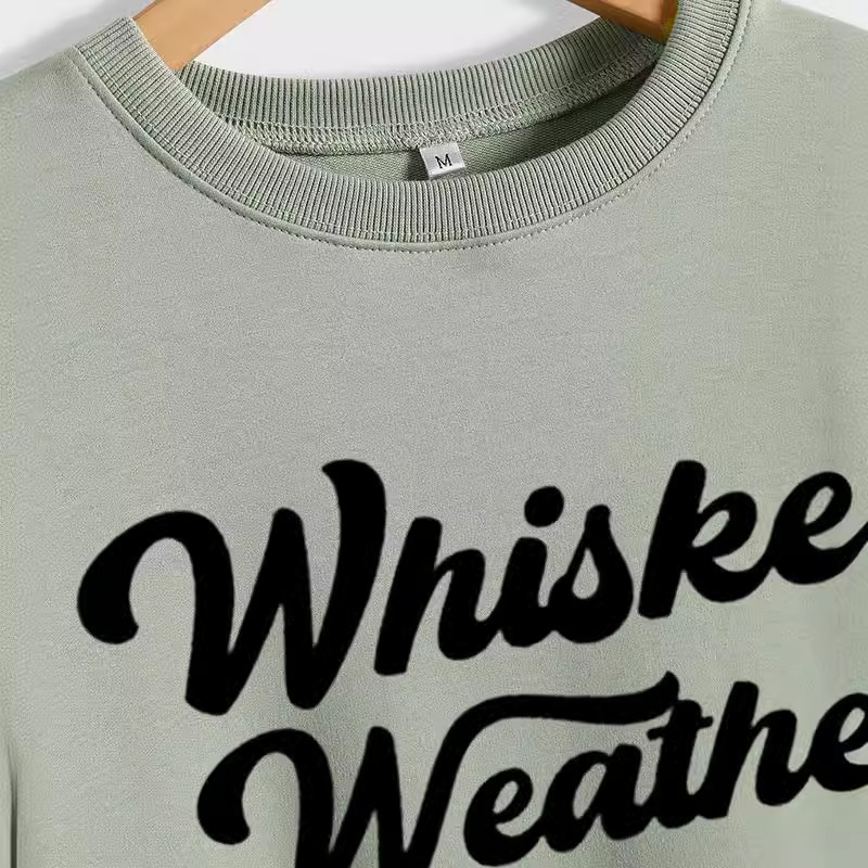 Whiskey weatherアルファベットカジュアル丸首長袖パーカーゆったりスポーツファッションボトムシャツレディース|undefined