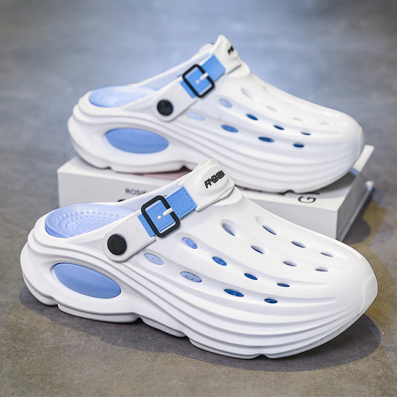 Primavera y verano para hombre nuevo casual todo-fósforo diario cómodo y transpirable a juego de color punta redonda EVA plataforma zapatos de agujero para hombre