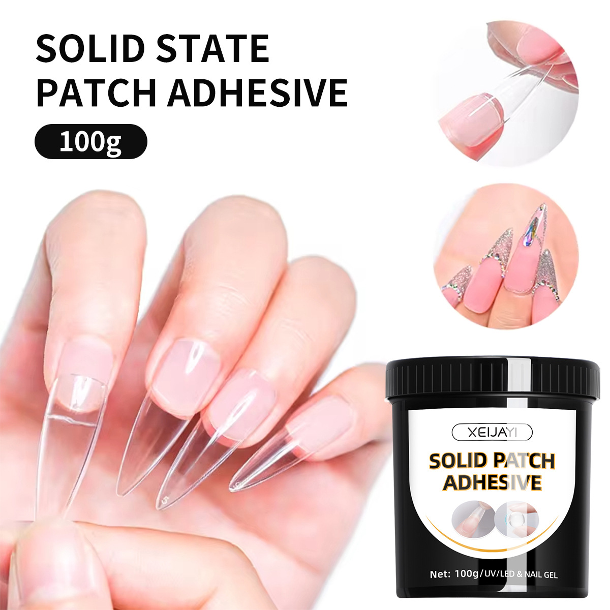 100g adhesivo de parche sólido nuevo tipo de fototerapia prolongado refuerzo de perforación adhesiva gel de uñas no daña la tienda de uñas image 3