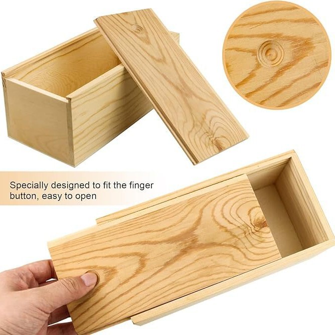 Pine Mini Pull-Out Box Square Sliding Lid Solid Wood Storage Box Multi-Functional Pull-Out Wooden Box DIY Gift Box