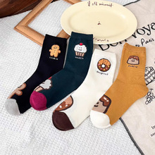 袜子女精梳棉中筒 韩版植绒蛋糕点心卡通女袜精品可爱风男女棉袜