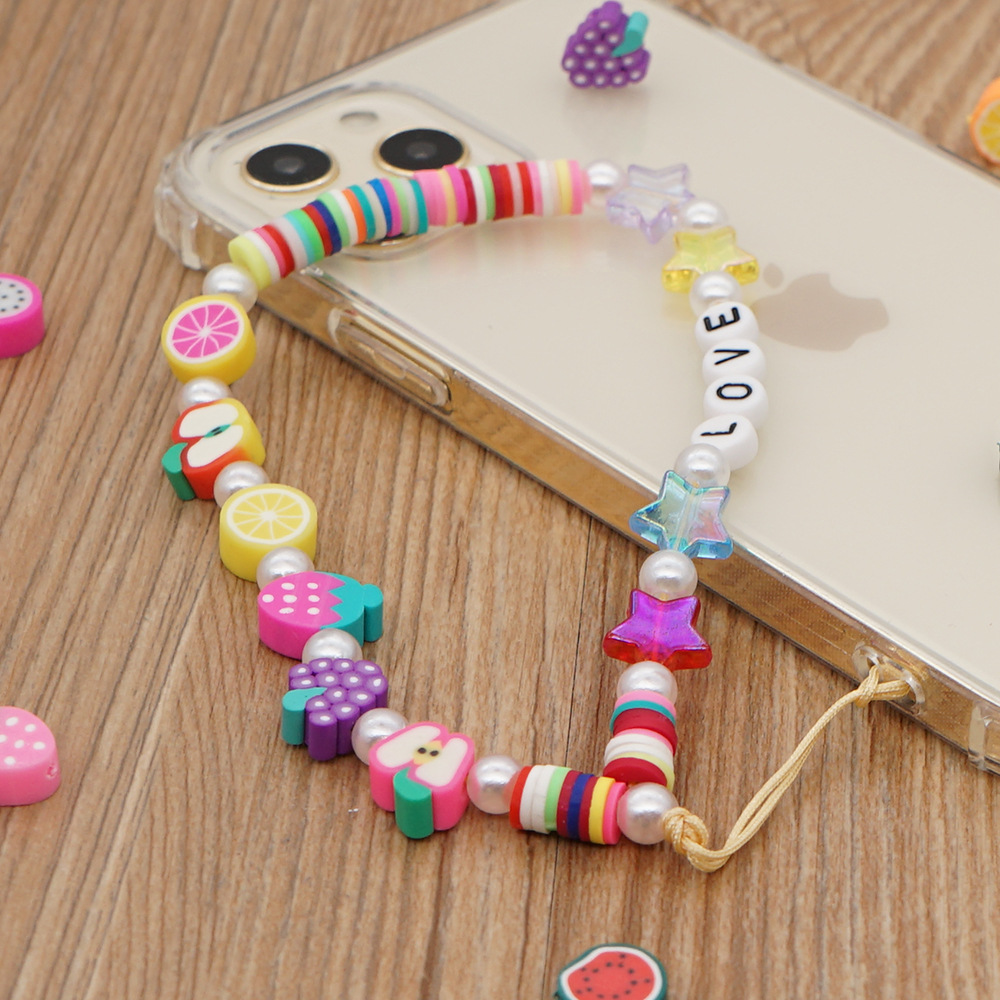 simple fashion fruit letter beaded mobile phone lanyardpicture3