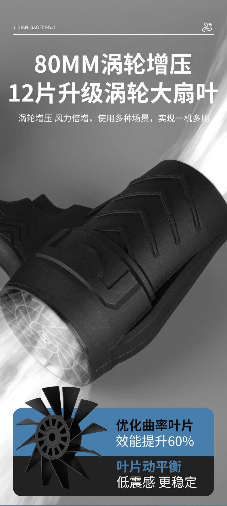 Suitable for Violent Fan Lithium-Ion Turbine Blowers, High-Power, Impact-Resistant, Wear-Resistant, Dust-Blowing Storm Fan